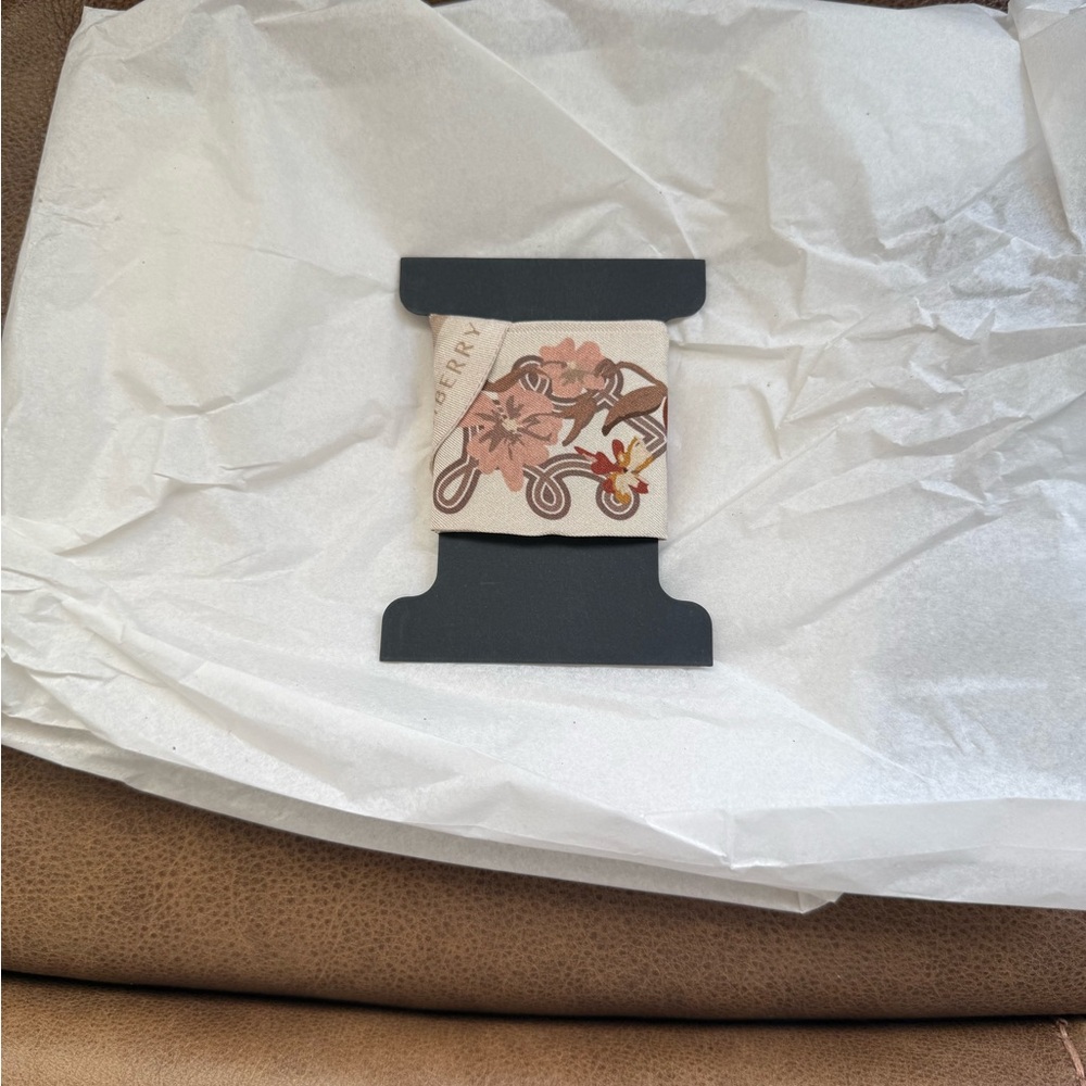 Strathberry Silk Scarf with Red and Cream Floral Design